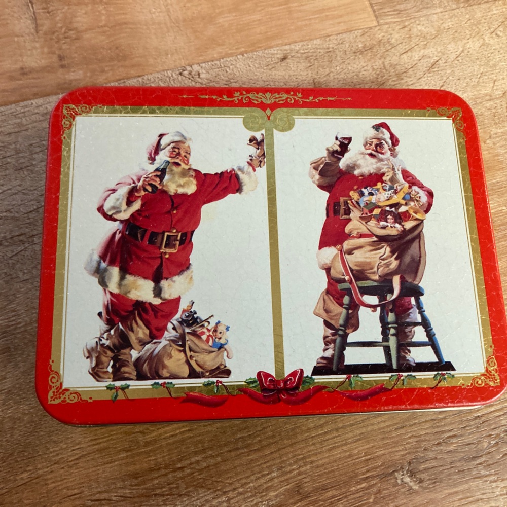 1994 Limited Edt Coca Cola Christmas Santa Nostalgia Playing Cards Two Decks Tin